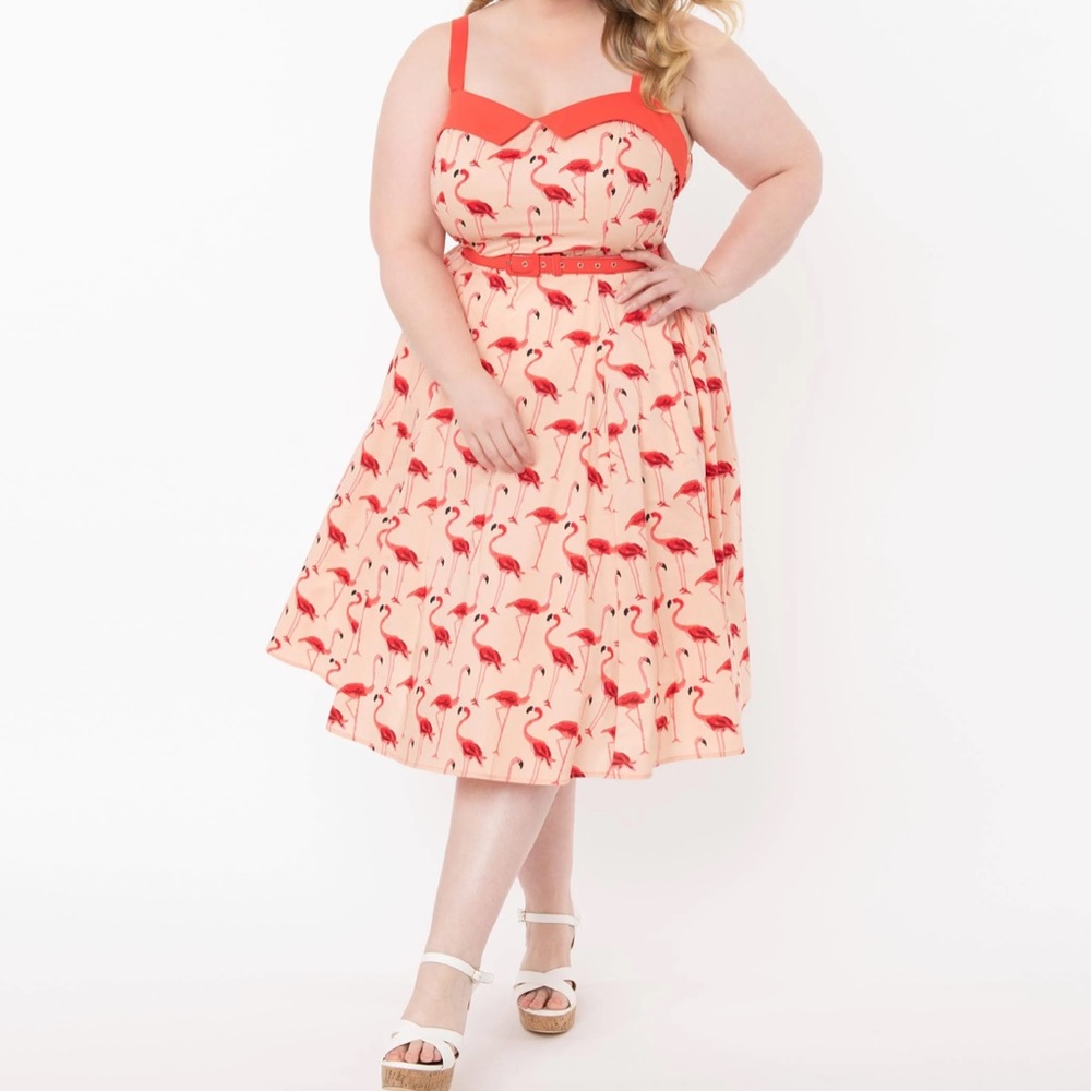 Unique Vintage retro flamingo dress